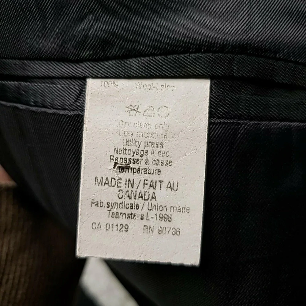 Lauren Ralph Lauren Suit Jacket Mens 46 Gray Pinstripe 2 Button Made In Canada